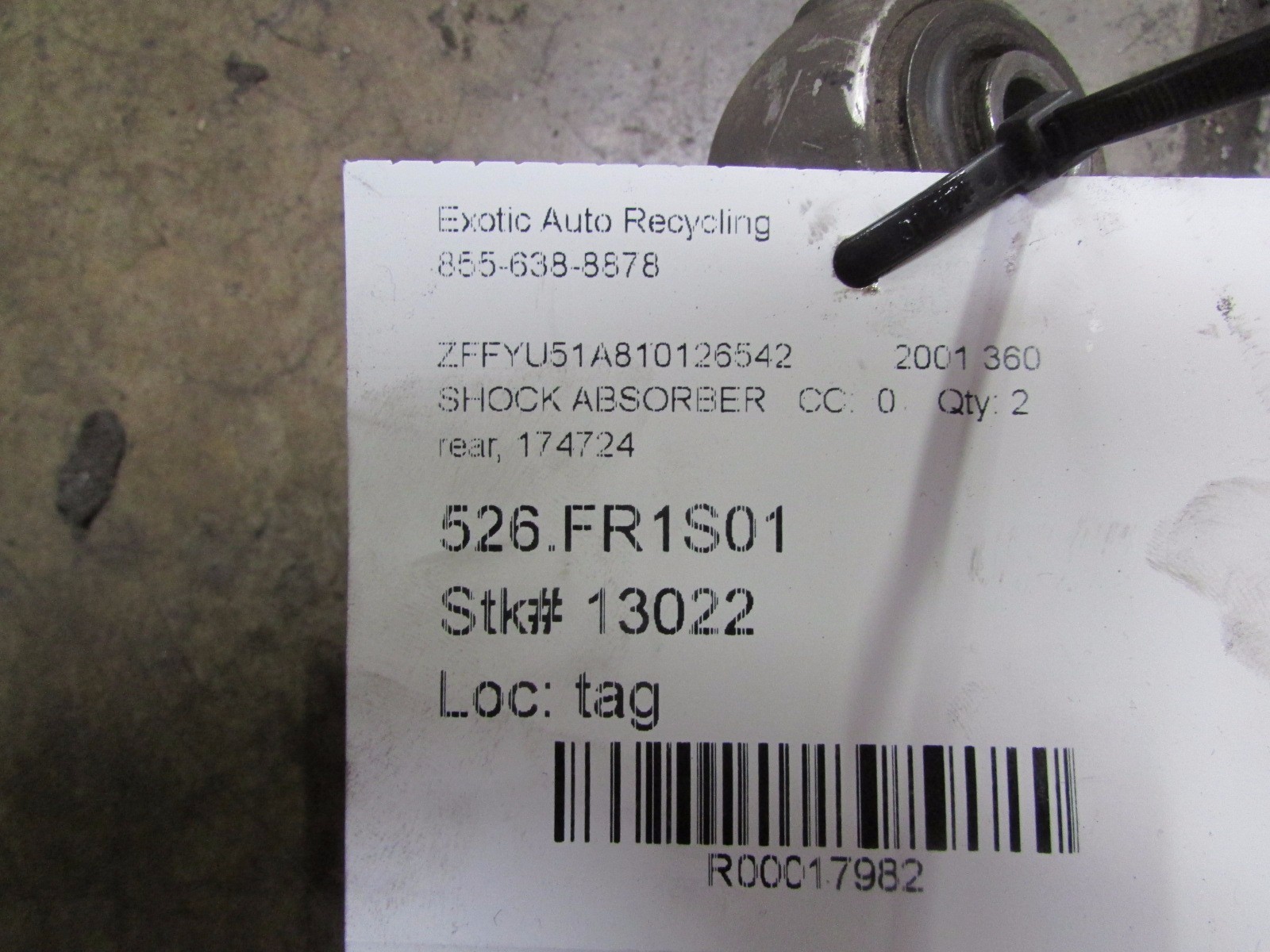Ferrari 360, Rear Shock Strut Assembly, Used,  P/N 174724