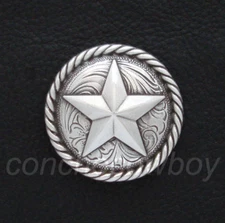 WESTERN SADDLE HORSE TACK ANTIQUE ENGRAVED EOPE EDGE STAR CONCHO screw back