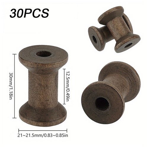 30pcs Antique Wooden Bobbin Sewing Supplies Wire Weaving Arts Empty Thread Spool - Picture 2 of 8