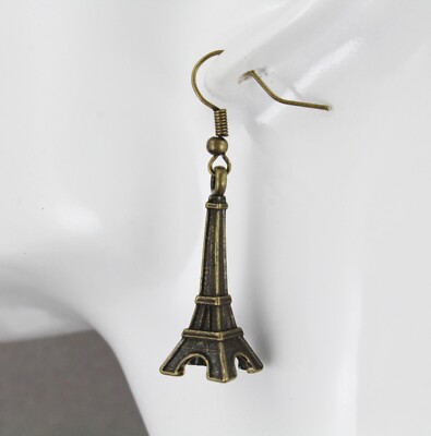 Eiffel Tower earrings dangle 1.75'' long earrings Paris France lightweight bronze