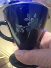 Hazel Atlas Black Silver Flower Overlay Creamer 2 Open Sugar Set Estate JJ#104 — photo 5