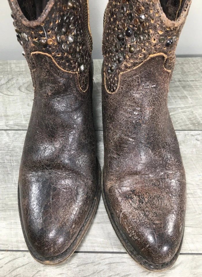 Botas cortas de mujer FRYE 77861 Deborah con tachuelas de cuero envejecido talla 6 Foto 4 de 4