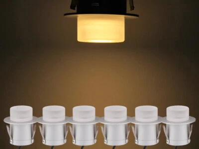 6er Set LED Einbaustrahler Deko Spot Alu Acryl 6x 1W warmweiss IP44 Feuchtraum - Bild 1 von 4
