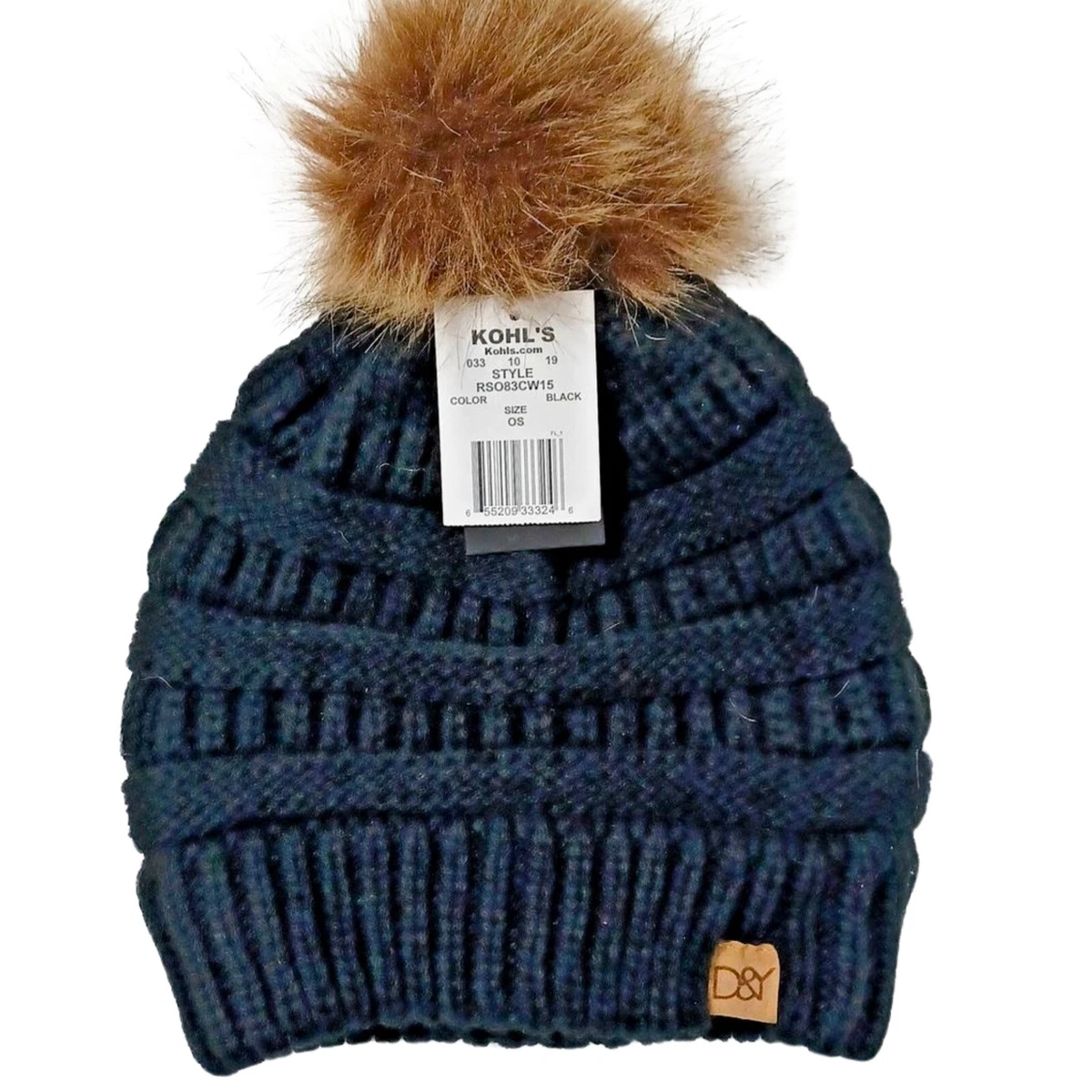 D&Y Black Speckled Thick Knit Beanie Hat & Gloves Set dg-39045304-1 main image 3