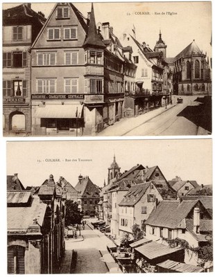 AK 2 Stück Colma - 1910 - 1915, Rue de l´Eglise  + Rue des Tanneurs, ungelaufen