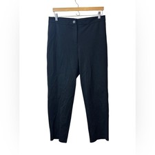 Eileen Fisher Black Tapered Trousers Elastic Back Waist Pants Womens