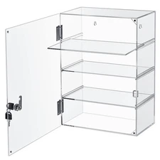 Acrylic Display Case with Lock Key Countertop Display Case Clear Showcase Dis...