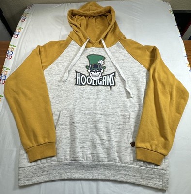 Hooligans Fleece Pullover Hoodie Sweatshirt Mens Gray, Yellow 2X #6390