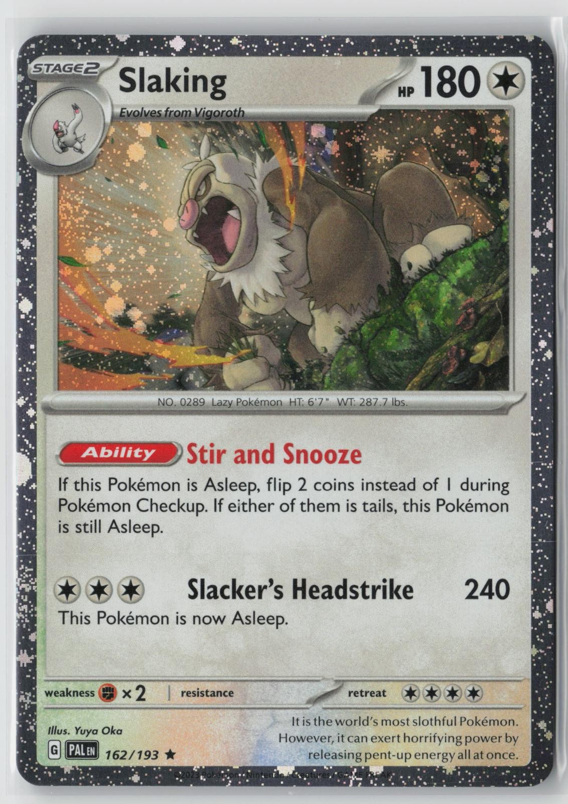 Slaking Cosmos Holo 162/193 Paldea Evolved Exclusive Pokemon Card NM