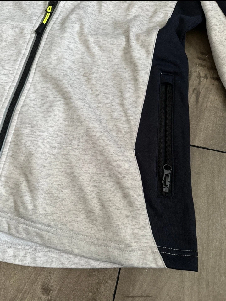 Sudadera con capucha reflectante con cremallera para mujer CAT Caterpillar H20 azul marino/gris talla mediana Foto 4 de 4