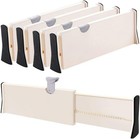 Jonyj, Expandable Drawer Organizers, 5 Pack, 4" Tall, 11" - 17" Long, Beige