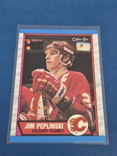 1989-90 O-Pee-Chee #206 Jim Peplinski Calgary Flames HOCKEY Card 8L