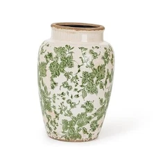 Sungmor Florero de cerámica, florero de porcelana de esmalte agrietado Verde