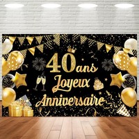 Geburtstagsbanner 40 Jahre Schwarz Gold Deko Party Feier Geburtstag
