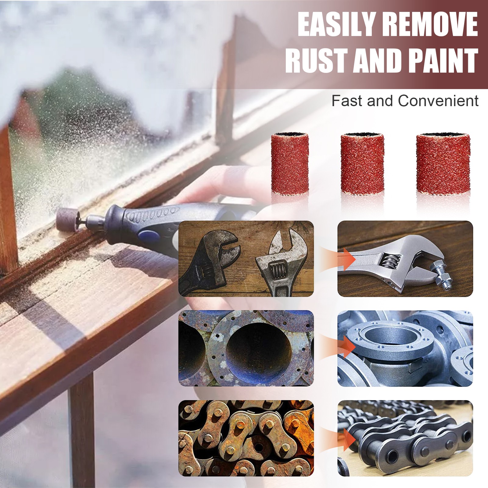 384 Pieces Sanding Drum Kit Sander Sleeves With Mandrels for Dremel Rotary Tool