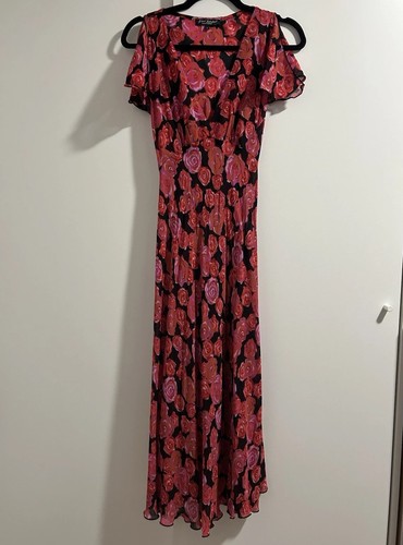 Vintage Betsey Johnson Floral Rose Chiffon Dress