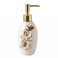 Ceramic Soap Dispenser Lustrous White Bathroom Accessory Floral