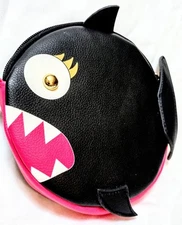 Betsey Johnson Luv Betsey 3D Piranha Coin Wristlet Purse Bag Black NWT