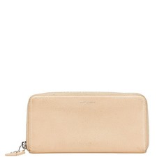 Saint Laurent Leather Long Wallet Women Beige One Size