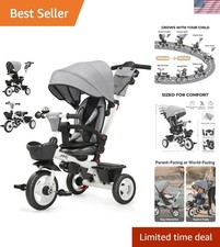 7-in-1 Tricycle Stroller for Kids 18 to 5 - Gray, Baby Safety Design