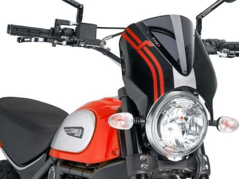 Puig Retrovision Blk Fairing & Dk Smoke Screen Ducati Scrambler 1100 Sport 18-20