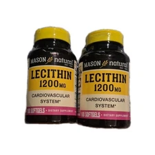2 X Lecithin 1200mg Mason Natural 100 Softgels Cardiovascular Support 10.2027 