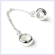 925 Sterling Silver Plain Stopper Safety Chain Bead for European Charm Bracelet