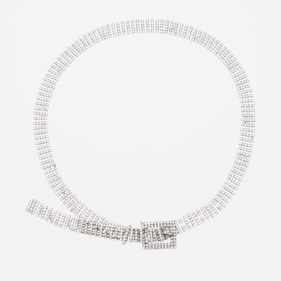 ZARA NEW WOMAN JEWEL BELT WITH BEJEWELED BUCKLE SILVER REF 