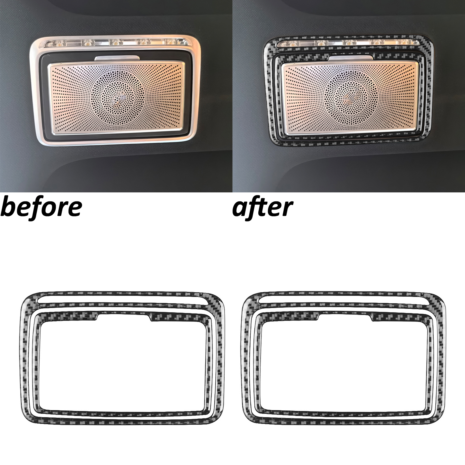 Real Carbon Fiber Rear Roof Cosmetic Mirror Trim For Benz S-Class W222 2013-2020