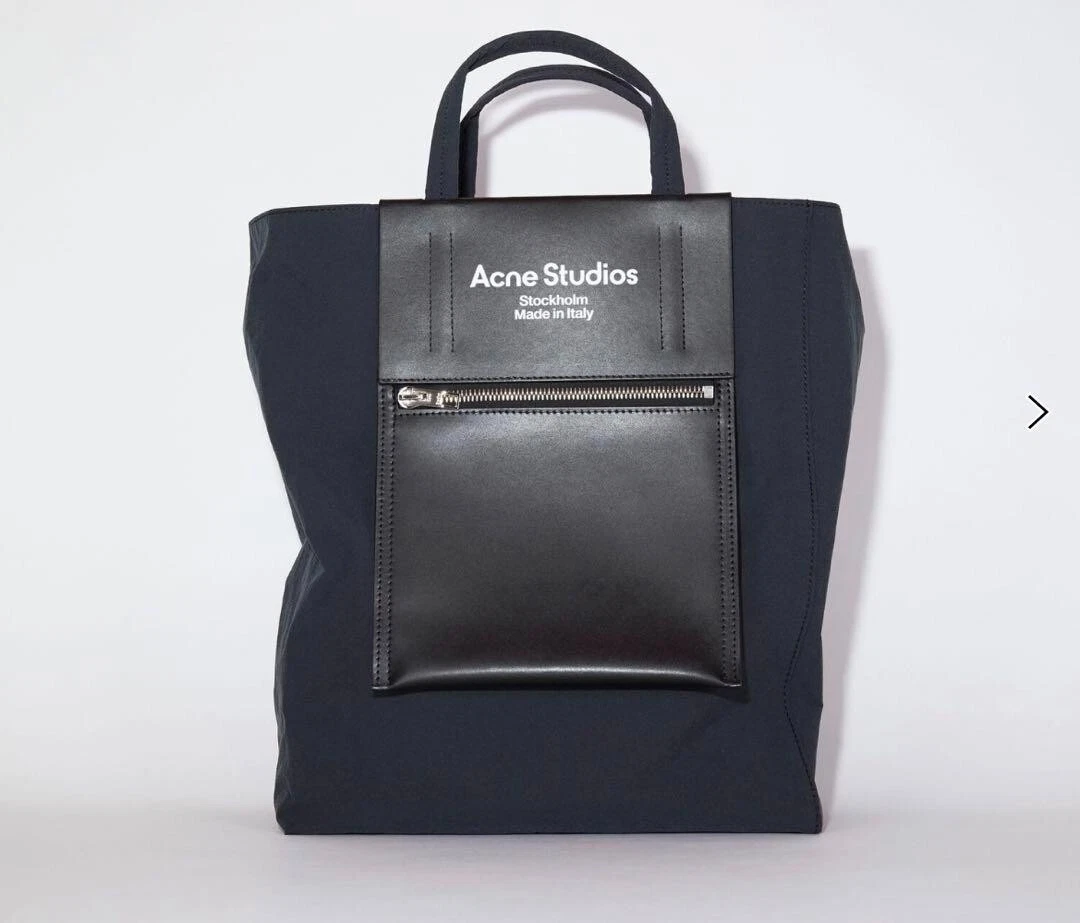 ACNE STUDIOS Papery Nylon Tote Bag Black Women s Short Handles Shoulder Strap