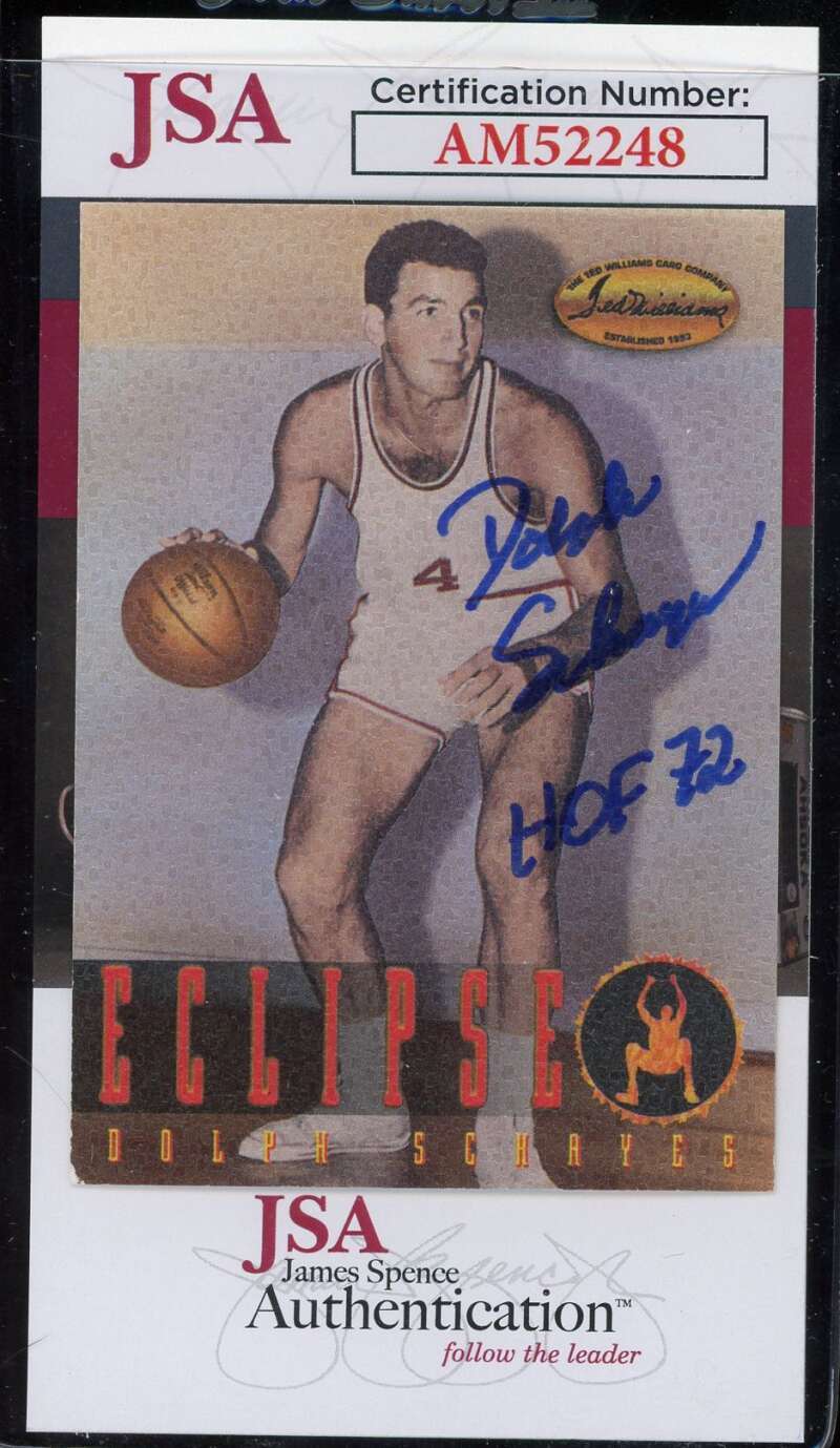 Dolph Schayes JSA Coa Signed 1994 Ted Williams Card Co Autograph