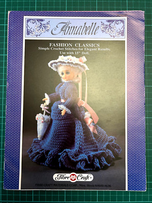 Mode klassisches Kleid Häkelmuster 15'' Modepuppe Faser Handwerk FCM167 Annabe
