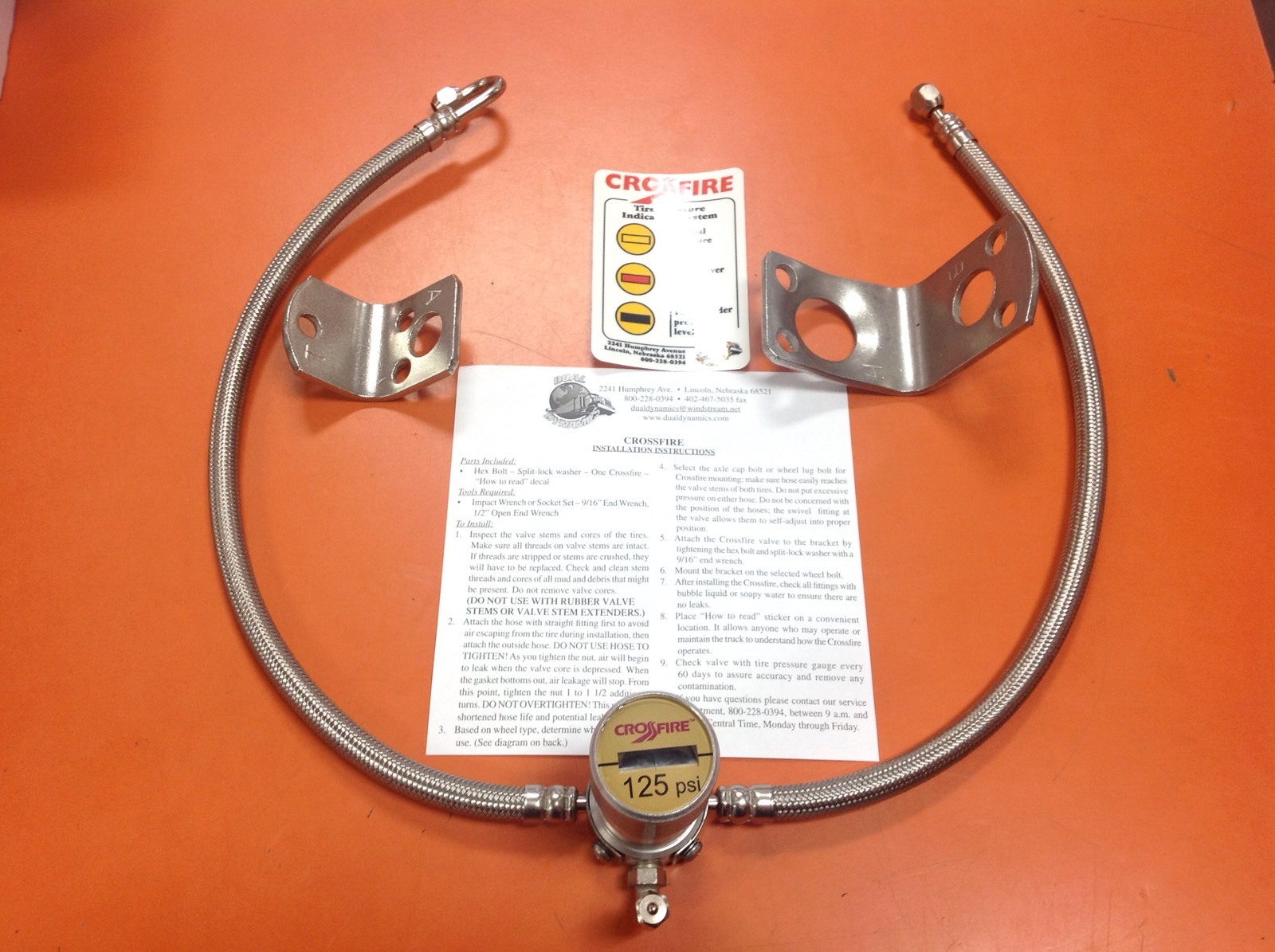 CROSSFIRE TIRE EQUALIZER SYSTEM 125 PSI STAINLESS STEEL HOSES Peterbilt