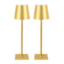 2 Pack Cordless Table Lamps, 3 Colors Stepless Dimming, 5000mAh Gold - 2 Pack