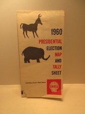 1960 Presidential Election Map and Tally Sheet Shell Oil Political Collectible