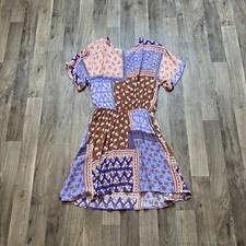 Forever 21 Mini Dress Size Small Patchwork Fit and Flare Tie Back