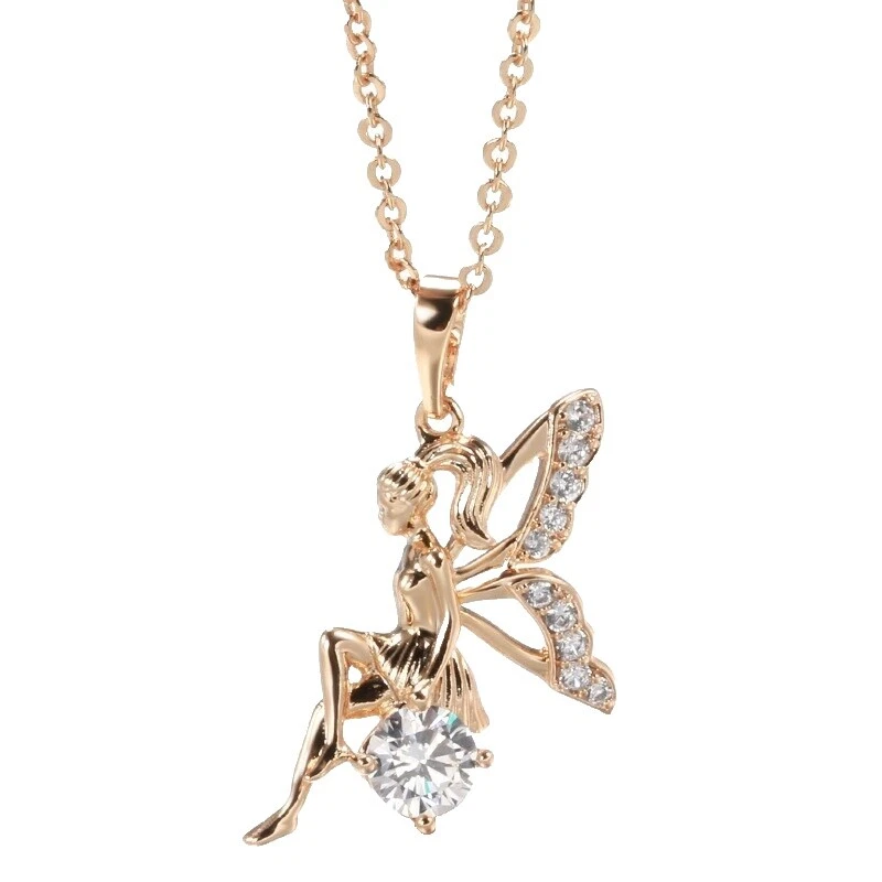 不锈钢玫瑰镀金时尚项链和吊坠