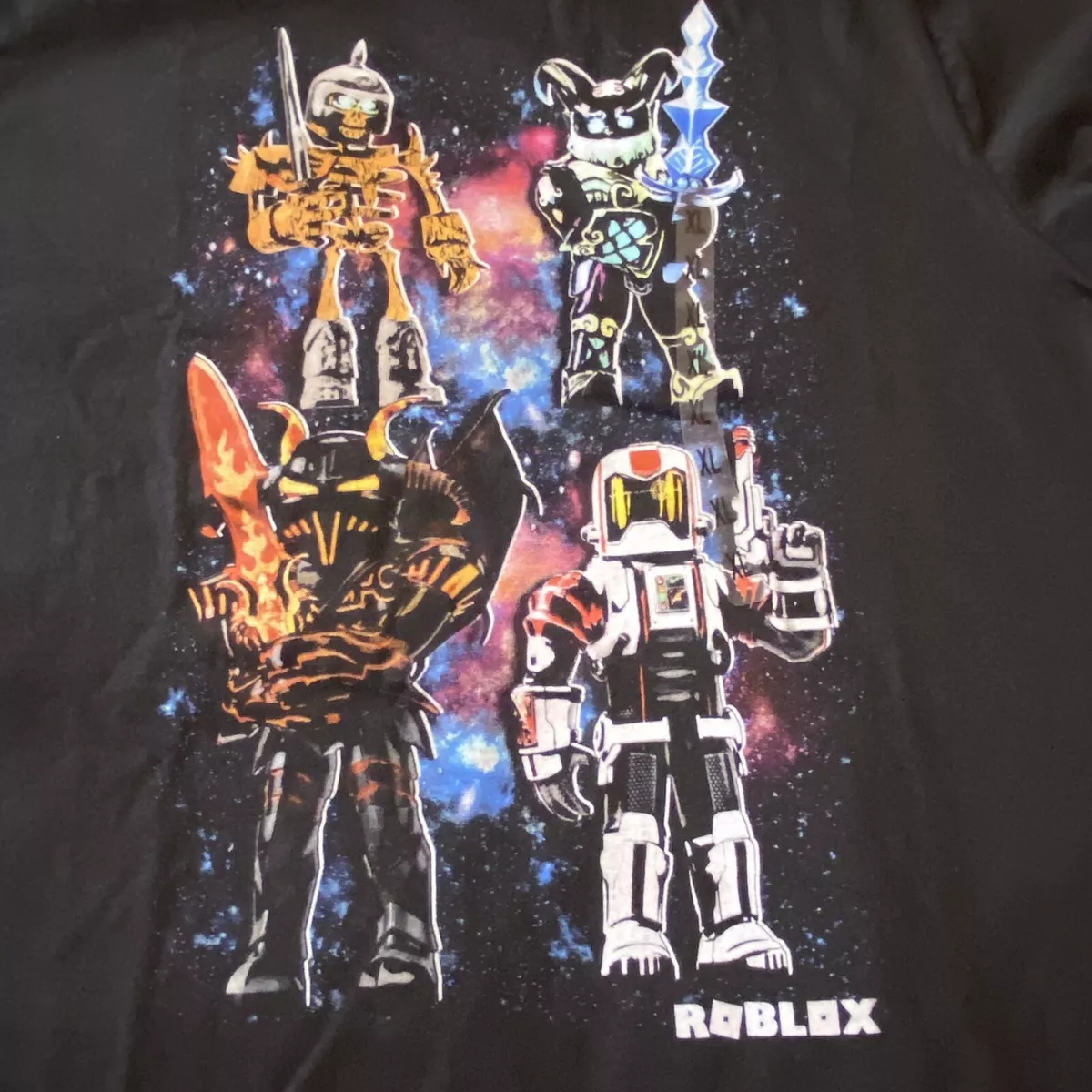 NWT Roblox Multi Character Space Graphic Black Cotton Tee Shirt