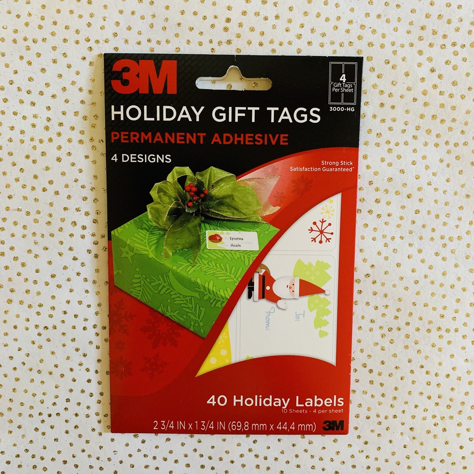 LOT OF 2 Packs 3M Holiday Gift Tags, 4 Designs 40 Labels Per Pack, 2.75 ...