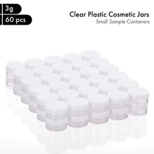  60pcs Tiny Sample Containers 3g White Jars Makeup Travel Containers with Lids