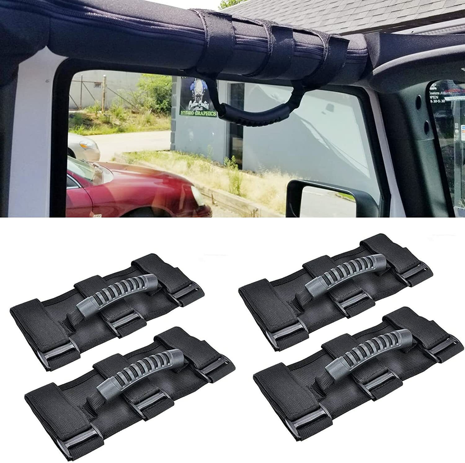 3 Straps Grab Bar Handle Grip Handles for Jeep Wrangler YJ TJ JK JK JL