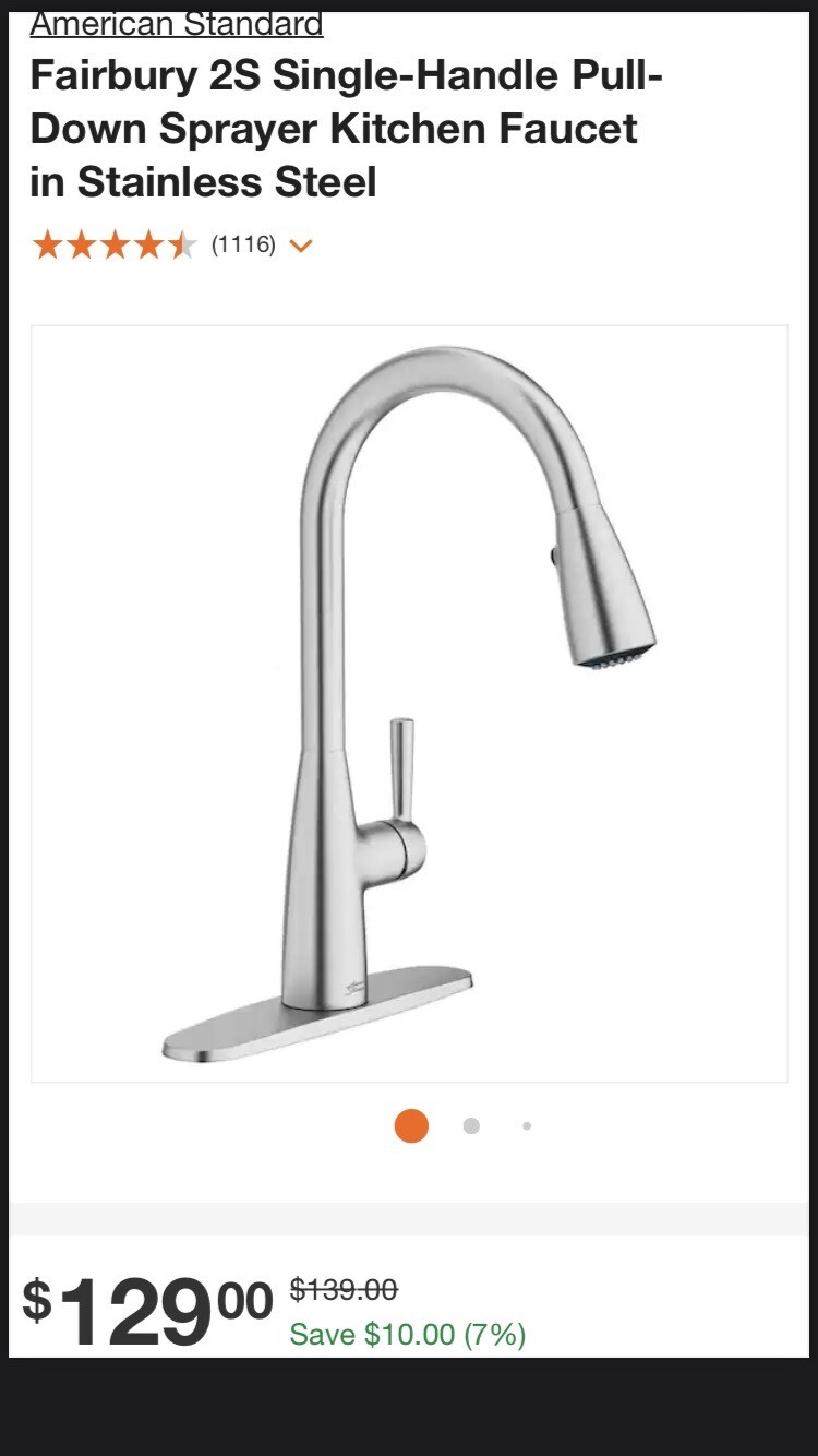 American Standard Fairbury 2S Sprayer Kitchen Faucet Stainless 7418300.