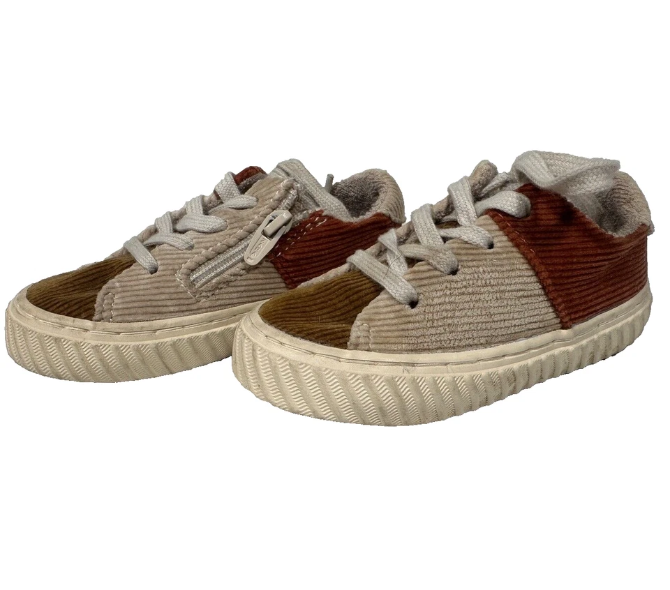 Zapatillas Zara Pana Patchwork Zapatos Talla 20 Euro 4.5-5 EE. UU. Marrón Tostado Cremallera y Corbata Foto 3 de 4