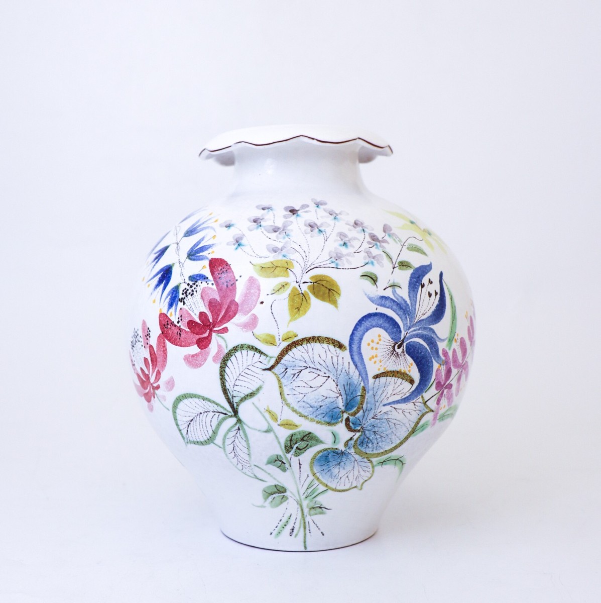 Gustavsberg 花瓶 Stig Lindberg - Gustavsberg - Large Faience Vase - Flowers | eBay