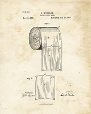 8768.Decoration Poster.Home room interior art print.Patent.Toilet paper.Decor