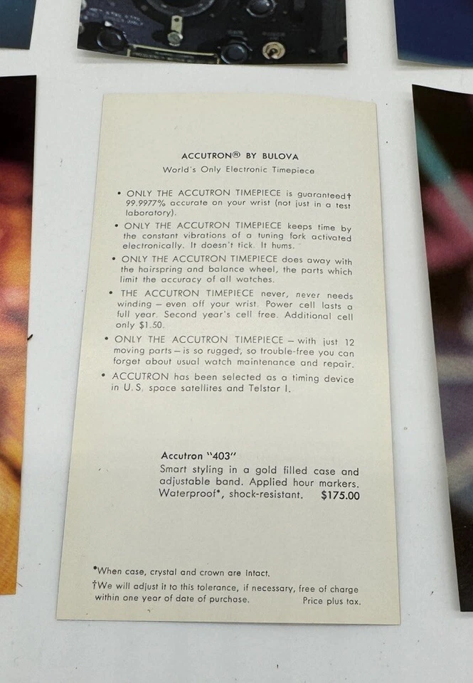Accutron Watches Sales Literature - Model Pictures With Description On Back - 2 - Image 3 of 4