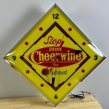 Cheerwine  Lighted  Soda Pop Advertising Clock Free Shipping