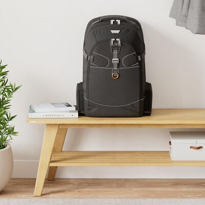 backpack with laptop sleeve and rain cover WILDQUEST-50 Rucksack - TEAL BLUE |50L Capacity, Compartment, Cover, Shoe Compartment resistant molded base allows bag to stand upright and protects contents from damage Introducing the Bootstrapt Smart EVERKI Business 120 Business Laptop