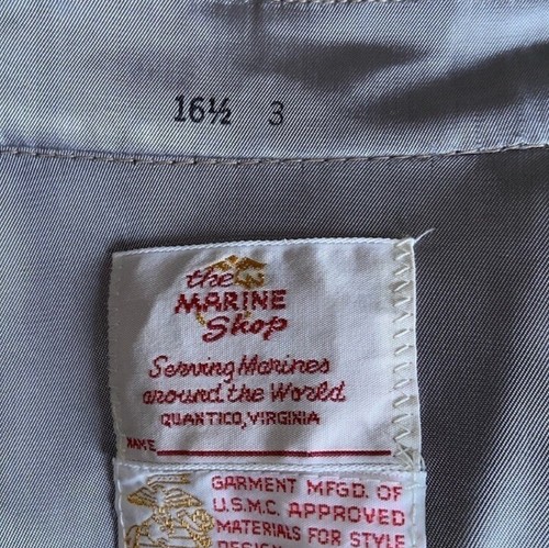 Marine Corps Military Khaki Long Sleeve Shirt Men's Neck Size 16.5. #p292 - Picture 5 of 6