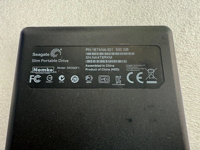 Seagate Slim Portable Drive 500GB SRD00F1 Black 1E7AN4-501 USB 3.0 - Image 2 of 3